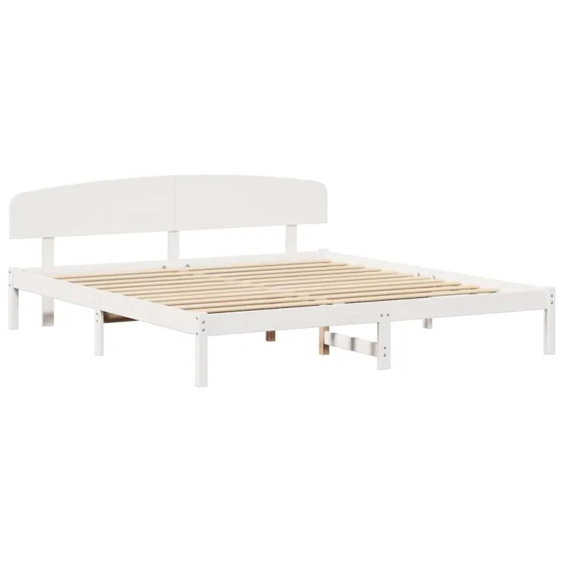 Lovos rėmas Balta 200 x 200 cm Kietos pušies mediena