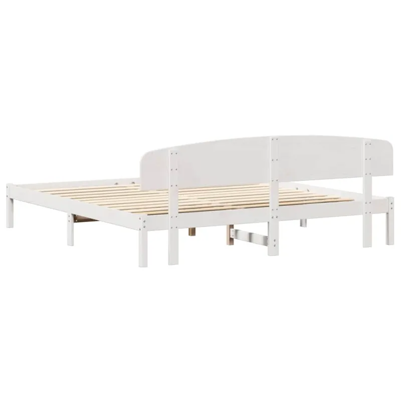 Lovos rėmas Balta 200 x 200 cm Kietos pušies mediena