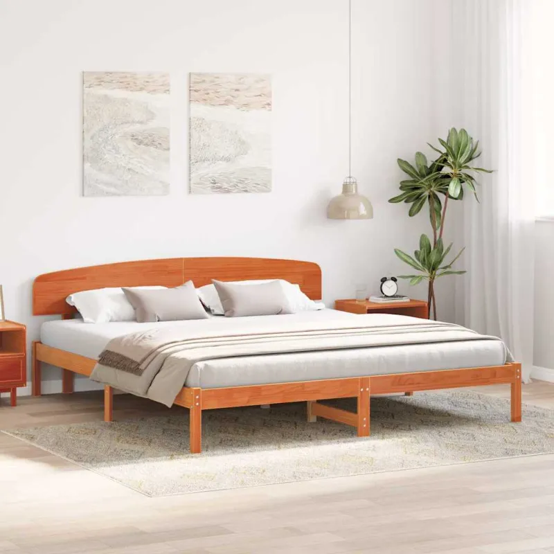 Lovos rėmas Vaško ruda 180 x 200 cm Kietos pušies mediena
