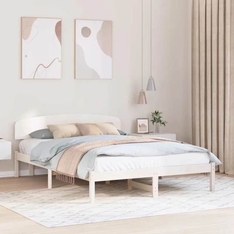 Lovos rėmas Balta 160 x 200 cm Kietos pušies mediena