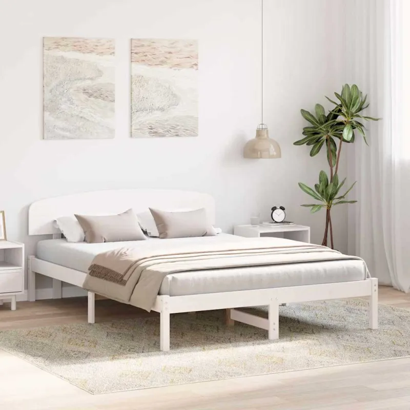 Lovos rėmas Balta 160 x 200 cm Kietos pušies mediena