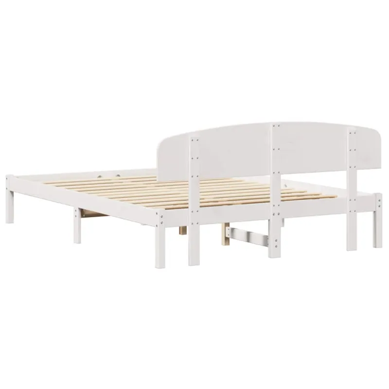 Lovos rėmas Balta 140 x 200 cm Kietos pušies mediena