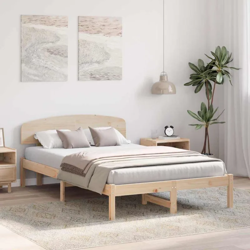 Lovos rėmas Natūrali 135 x 190 cm Kietos pušies mediena