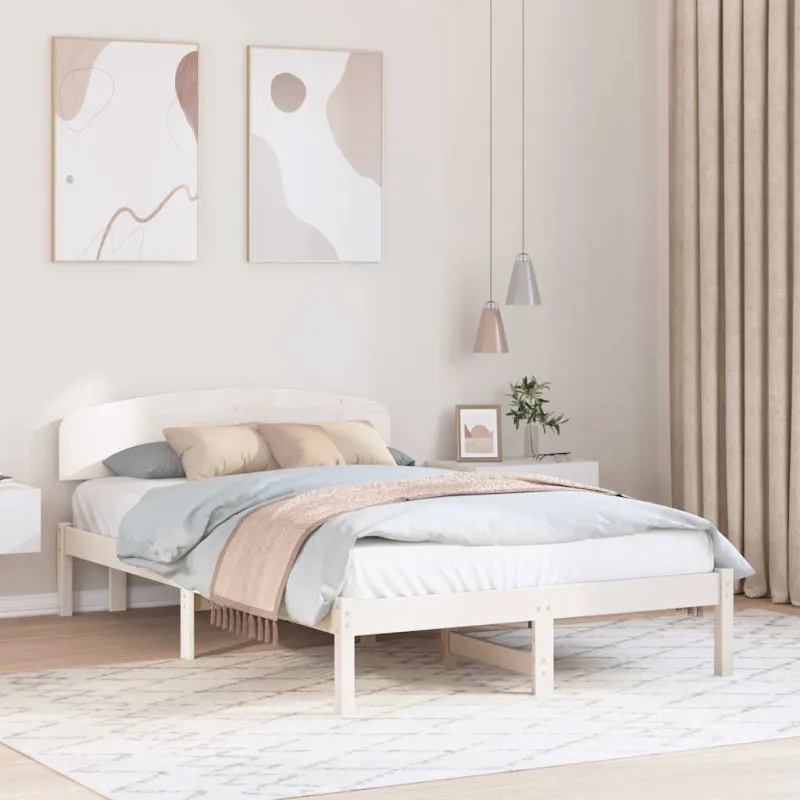 Lovos rėmas Balta 120 x 190 cm Kietos pušies mediena