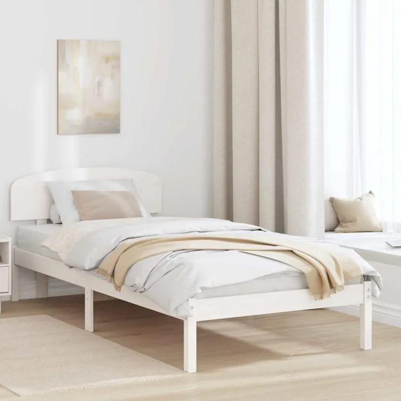 Lovos rėmas Balta 90 x 190 cm Kietos pušies mediena
