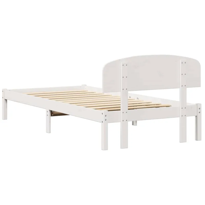 Lovos rėmas Balta 90 x 190 cm Kietos pušies mediena