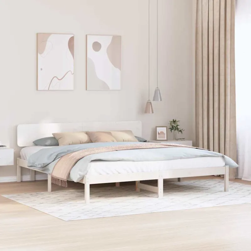 Lovos rėmas Balta 180 x 200 cm Kietos pušies mediena