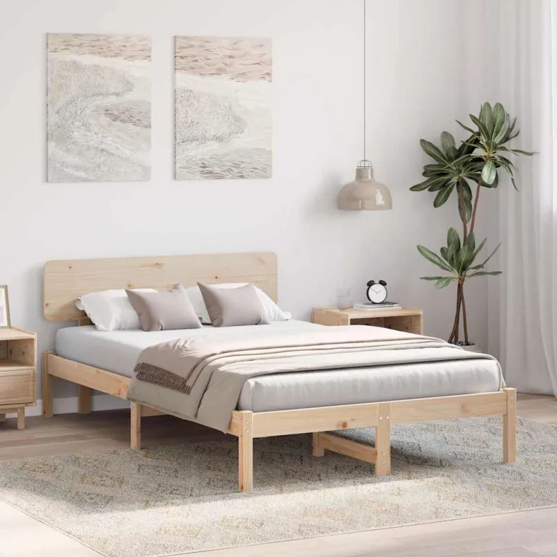 Lovos rėmas Natūrali 135 x 190 cm Kietos pušies mediena