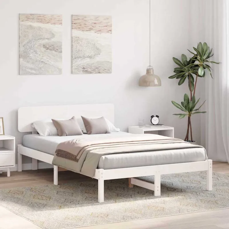 Lovos rėmas Balta 120 x 190 cm Kietos pušies mediena