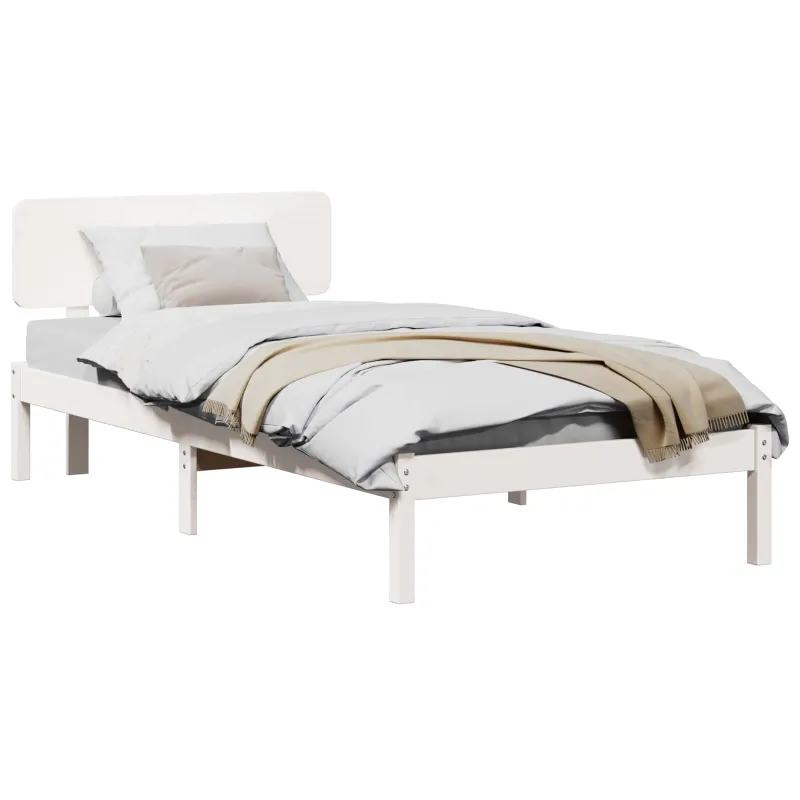 Lovos rėmas Balta 90 x 190 cm Kietos pušies mediena