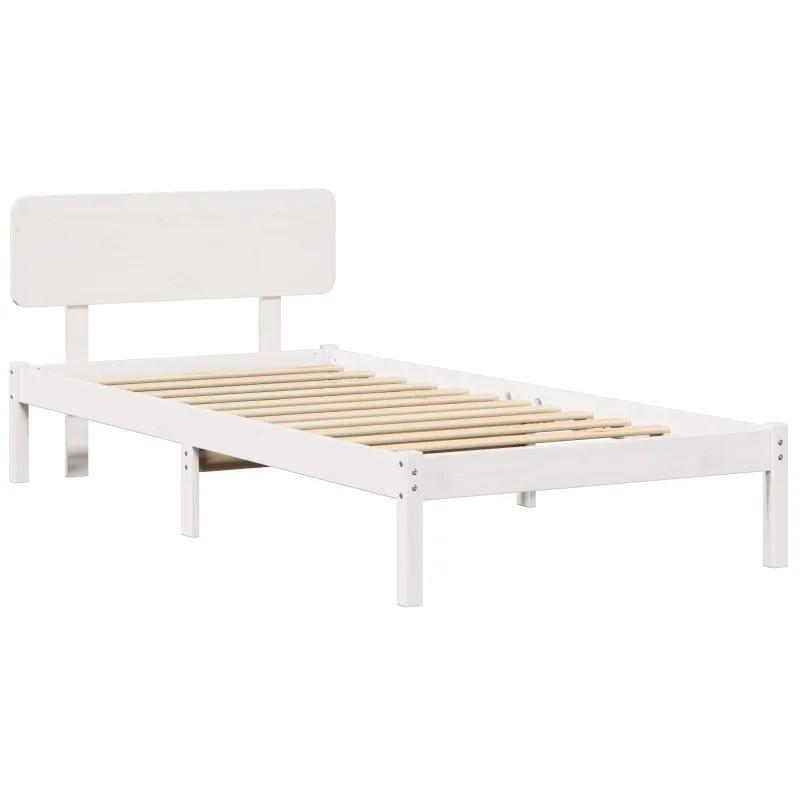 Lovos rėmas Balta 75 x 190 cm Kietos pušies mediena