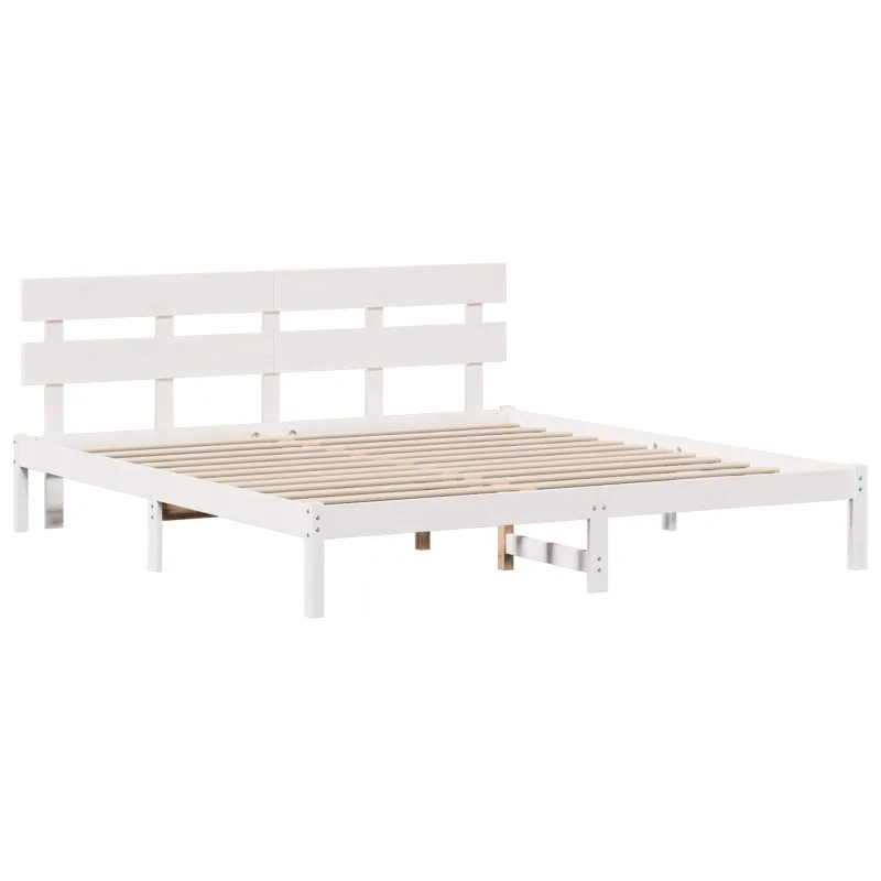 Lovos rėmas Balta 200 x 200 cm Pušies medienos masyvas