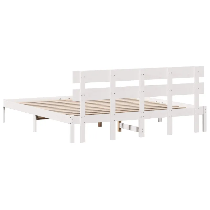 Lovos rėmas Balta 200 x 200 cm Pušies medienos masyvas