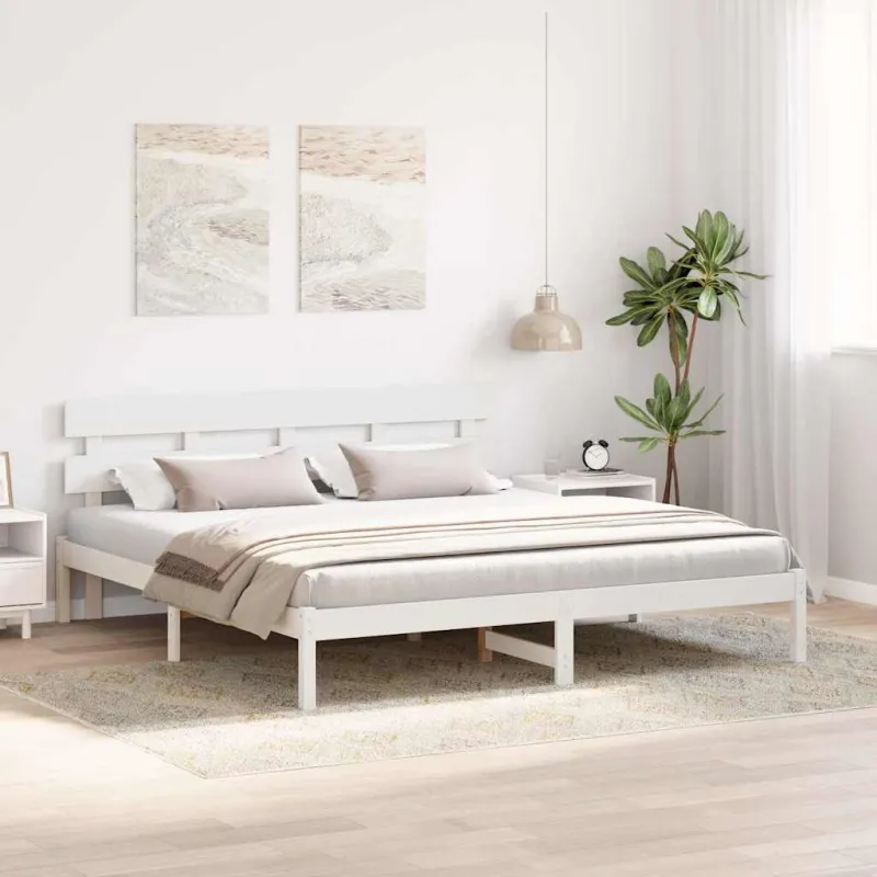 Lovos rėmas Balta 180 x 200 cm Pušies medienos masyvas