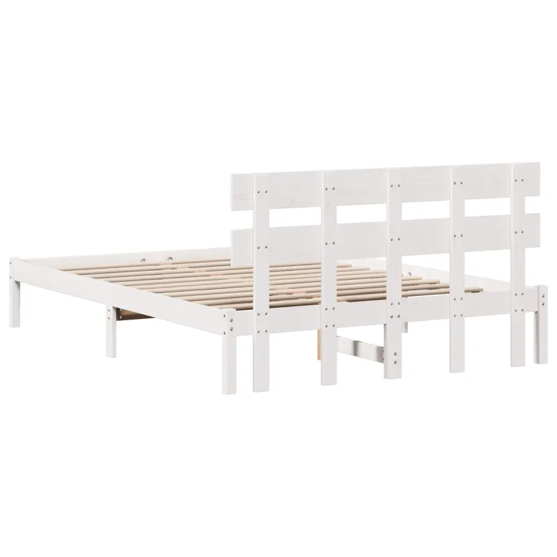Lovos rėmas Balta 160 x 200 cm Pušies medienos masyvas