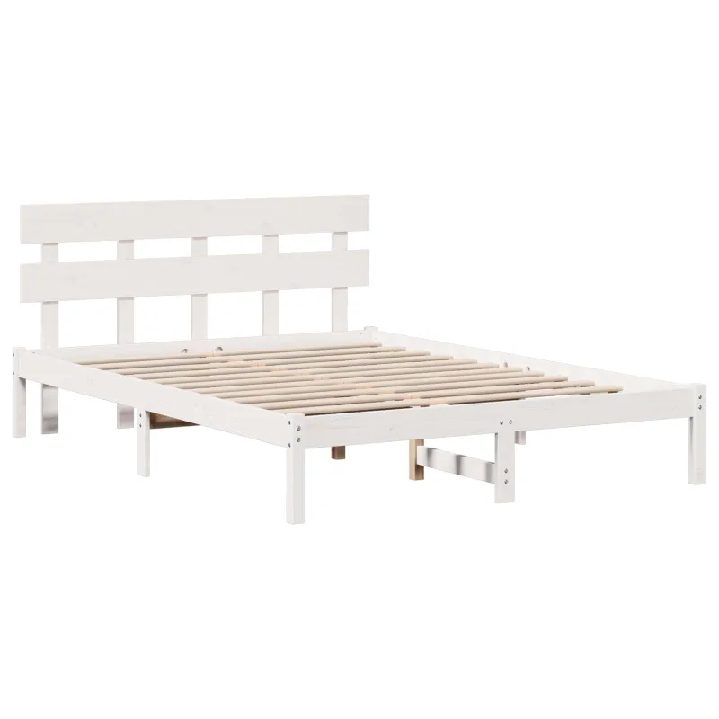 Lovos rėmas Balta 150 x 200 cm Pušies medienos masyvas