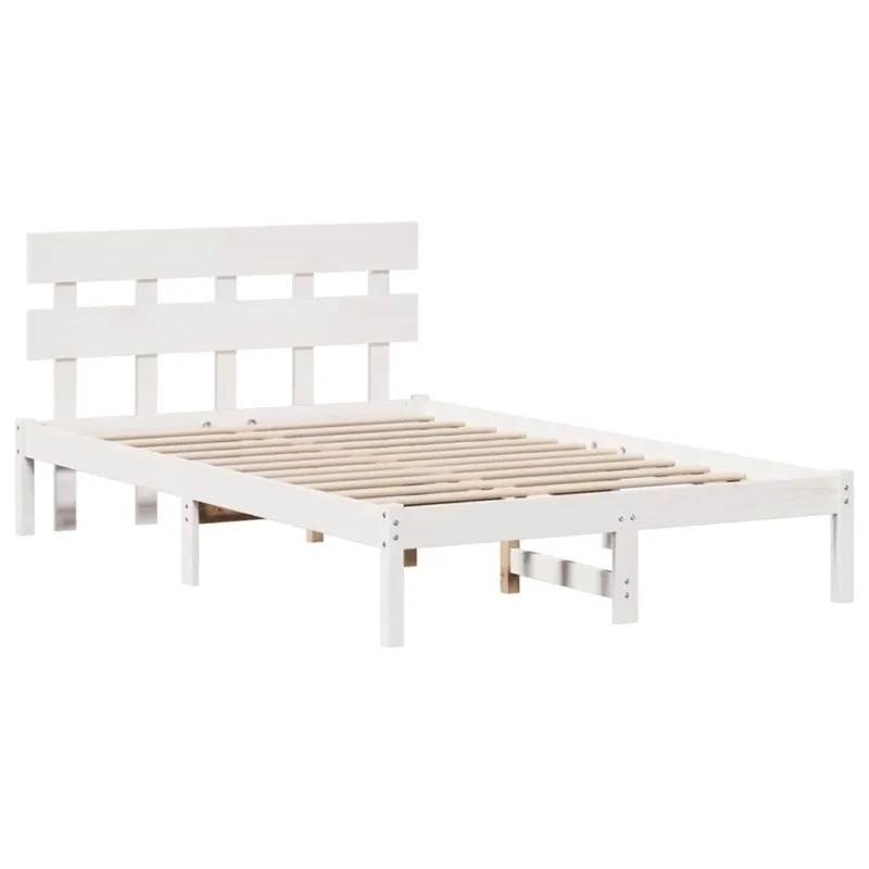 Lovos rėmas Balta 135 x 190 cm Pušies medienos masyvas