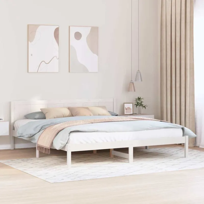 Lovos rėmas Balta 200 x 200 cm Pušies medienos masyvas