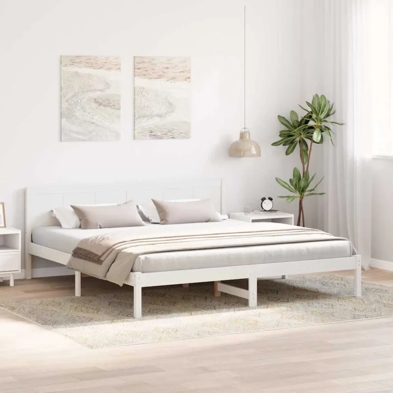 Lovos rėmas Balta 180 x 200 cm Pušies medienos masyvas