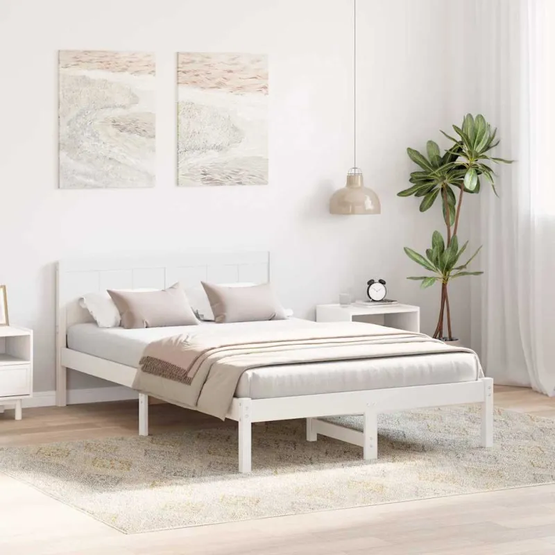 Lovos rėmas Balta 120 x 190 cm Pušies medienos masyvas