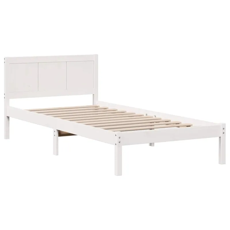 Lovos rėmas Balta 75 x 190 cm Pušies medienos masyvas