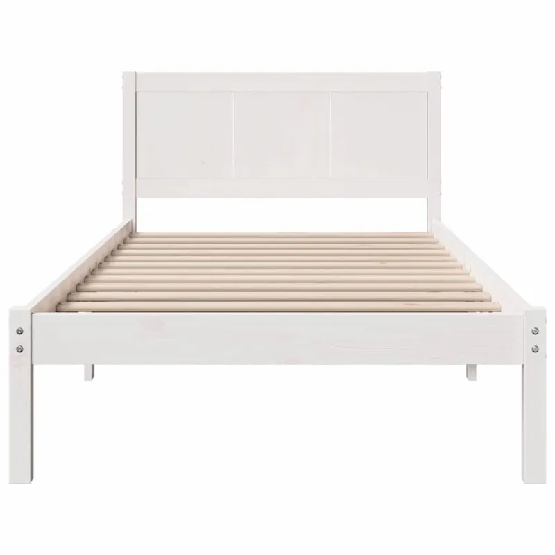 Lovos rėmas Balta 75 x 190 cm Pušies medienos masyvas