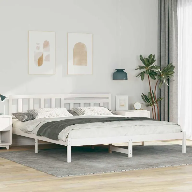 Lovos rėmas Balta 200 x 200 cm Kietos pušies mediena