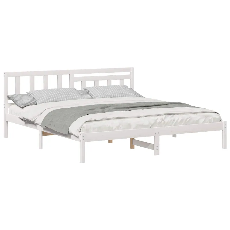 Lovos rėmas Balta 200 x 200 cm Kietos pušies mediena