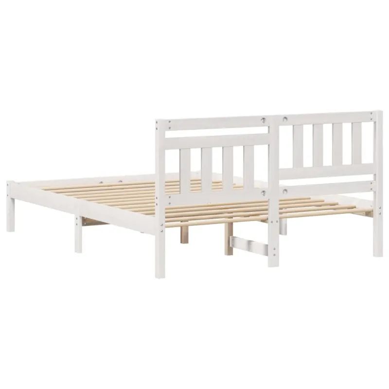 Lovos rėmas Balta 135 x 190 cm Kietos pušies mediena