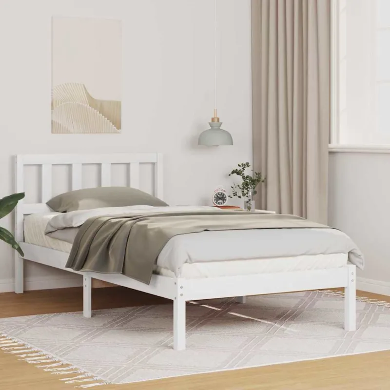Lovos rėmas Balta 90 x 200 cm Kietos pušies mediena