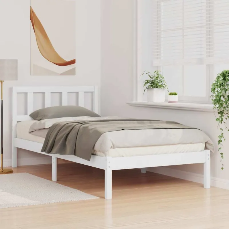 Lovos rėmas Balta 75 x 190 cm Kietos pušies mediena