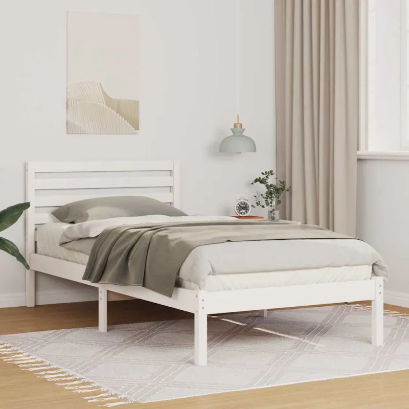 Lovos rėmas Balta 90 x 200 cm Kietos pušies mediena