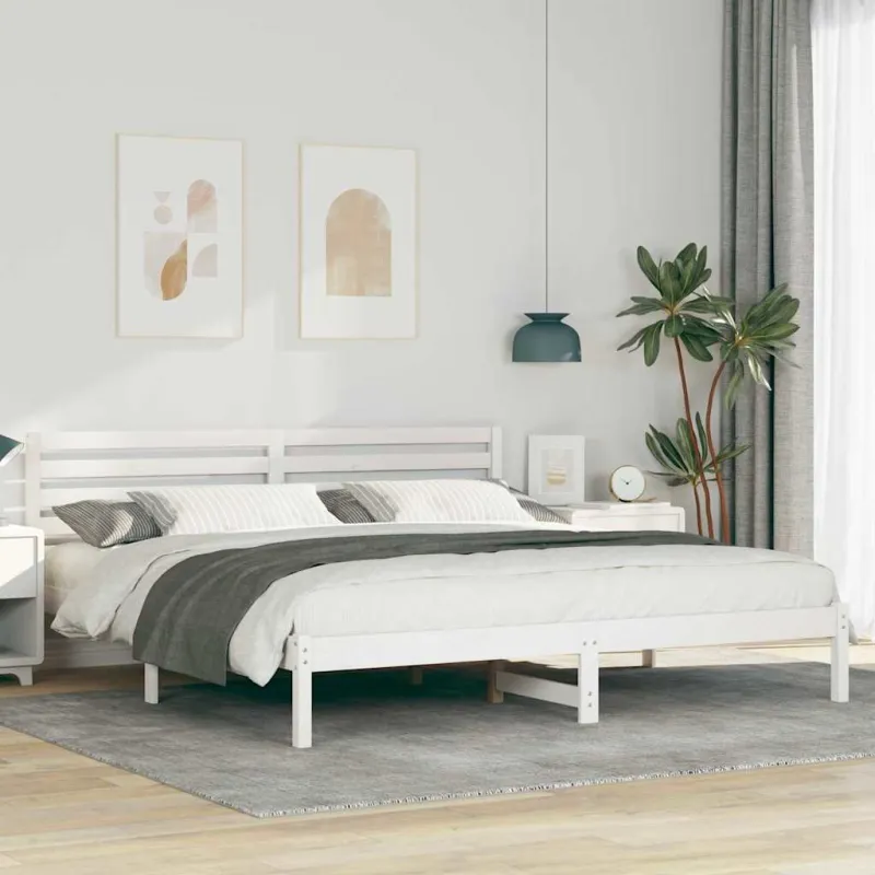 Lovos rėmas Balta 200 x 200 cm Kietos pušies mediena