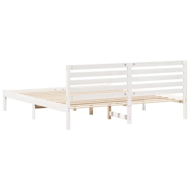Lovos rėmas Balta 200 x 200 cm Kietos pušies mediena