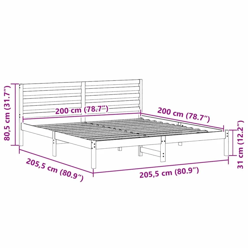 Lovos rėmas Vaško ruda 200 x 200 cm Kietos pušies mediena