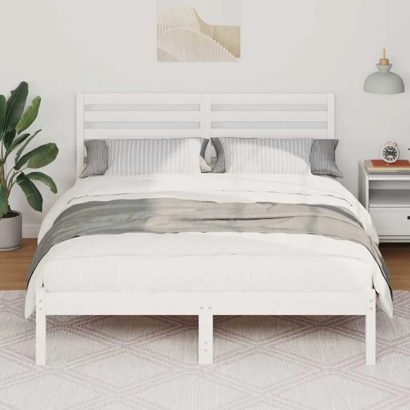 Lovos rėmas Balta 140 x 190 cm Kietos pušies mediena