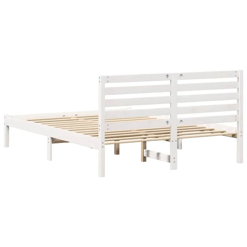 Lovos rėmas Balta 135 x 190 cm Kietos pušies mediena