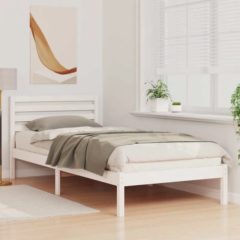 Lovos rėmas Balta 90 x 210 cm Kietos pušies mediena
