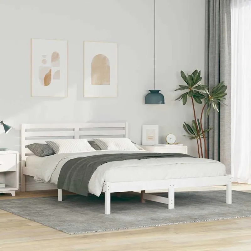 Lovos rėmas Balta 140 x 210 cm Kietos pušies mediena