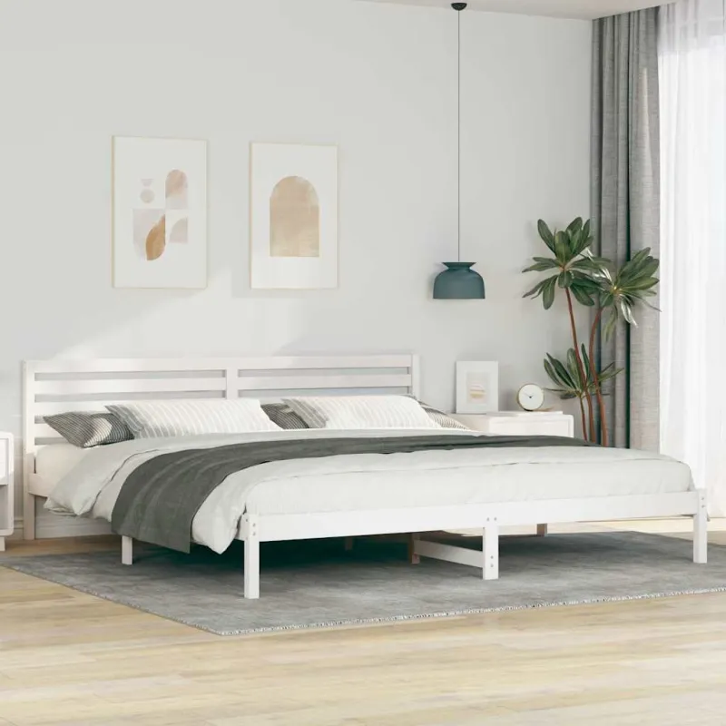 Lovos rėmas Balta 200 x 210 cm Kietos pušies mediena