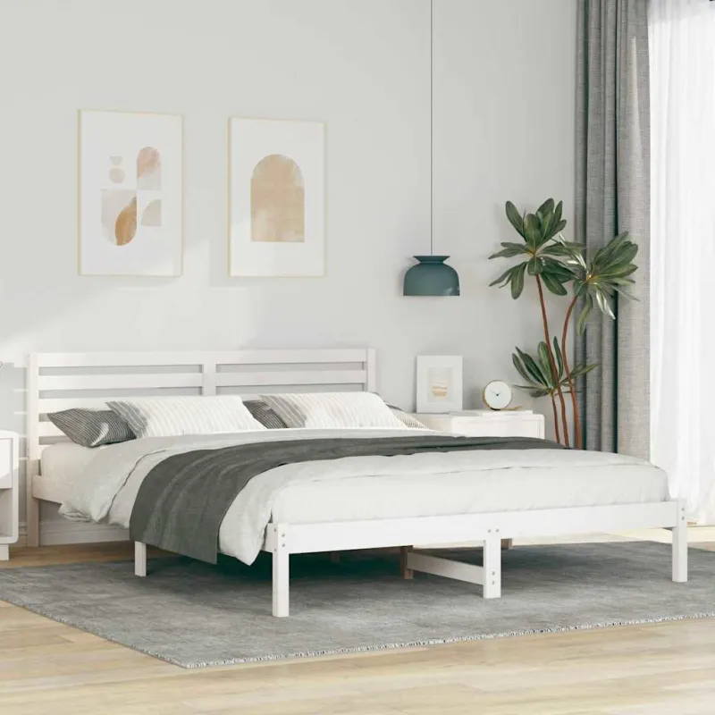 Lovos rėmas Balta 160 x 220 cm Kietos pušies mediena