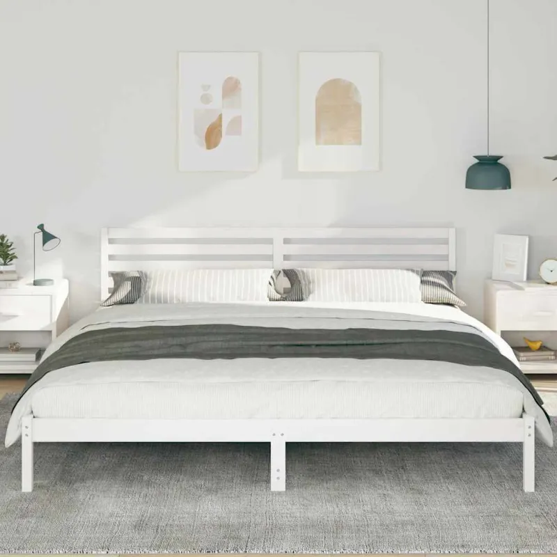 Lovos rėmas Balta 180 x 220 cm Kietos pušies mediena