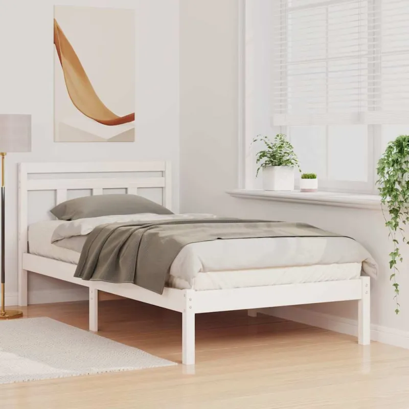 Lovos rėmas Balta 75 x 190 cm Kietos pušies mediena