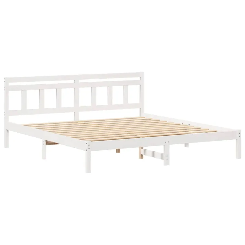 Lovos rėmas Balta 200 x 200 cm Kietos pušies mediena