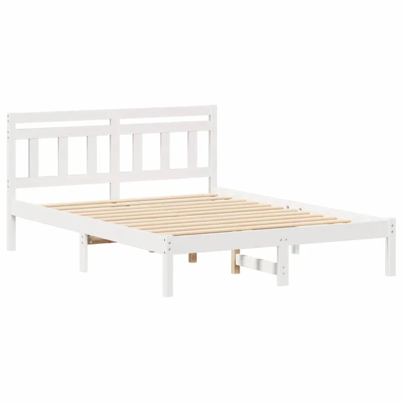 Lovos rėmas Balta 135 x 190 cm Kietos pušies mediena