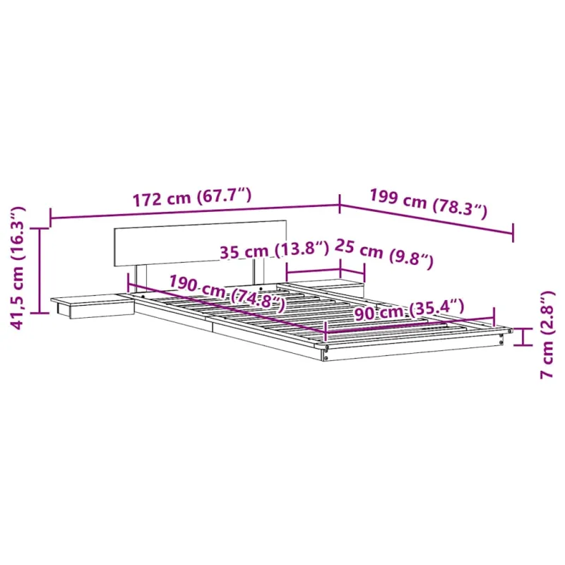 Lovos rėmas Ruda 90 x 190 cm Medis
