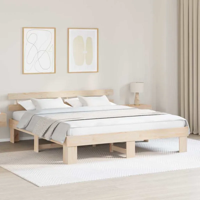 Lovos rėmas Natūrali 200 x 200 cm Kietos pušies mediena
