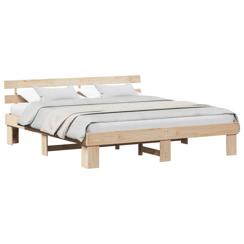 Lovos rėmas Natūrali 200 x 200 cm Kietos pušies mediena
