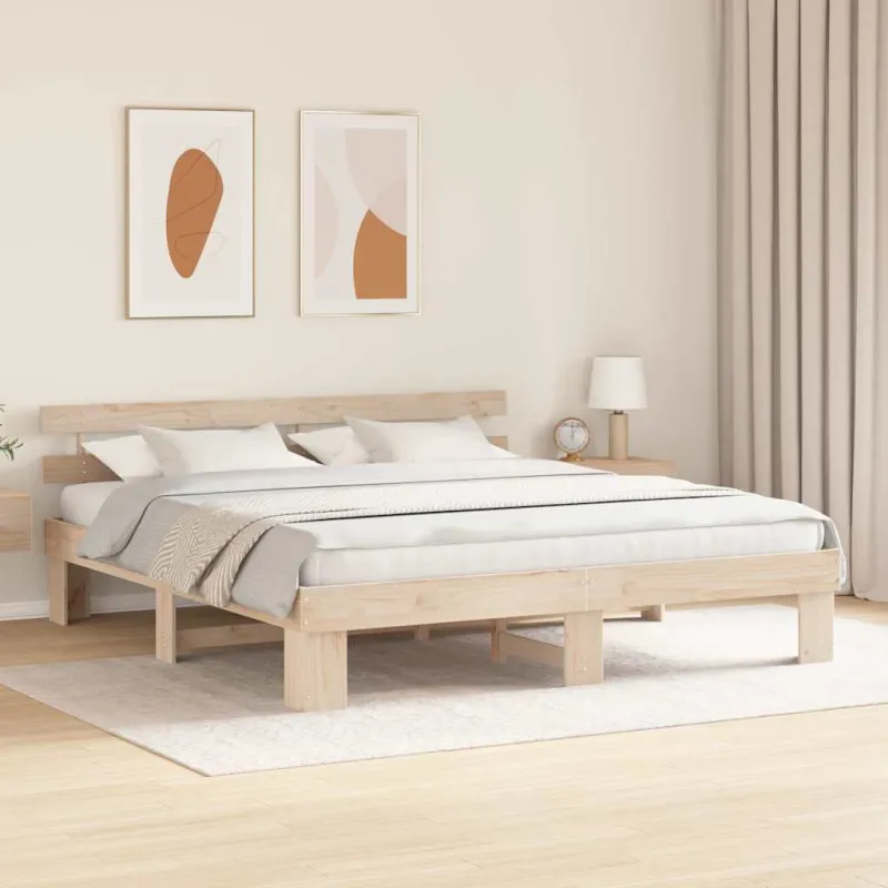 Lovos rėmas Natūrali 200 x 200 cm Kietos pušies mediena