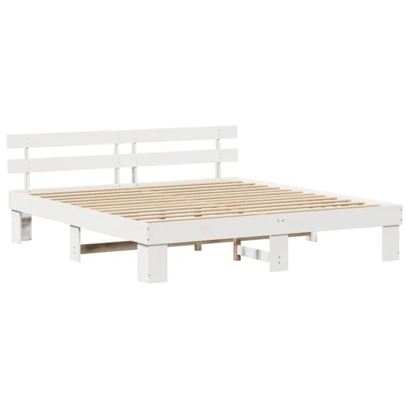 Lovos rėmas Balta 200 x 200 cm Kietos pušies mediena